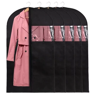 Pokrowce na ubrania - Pokrowce na ubrania 5 szt. etui ochronne 130 cm z suwakiem zestaw czarny - grafika 1