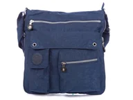 Torebki damskie - Bag Street Poszerzana lekka Torebka Damska na ramię z kreszu Granatowa z dużą ilością kieszonek - miniaturka - grafika 1