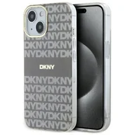 Etui i futerały do telefonów - Oryginalne Etui IPHONE 13 / 14 / 15 DKNY Hardcase IML Mono & Stripe MagSafe (DKHMP15SHRHSEE) beżowe - miniaturka - grafika 1