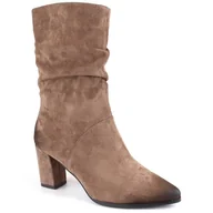 Kozaki damskie - Kozaki damskie krótkie marszczone ocieplane brązowe Vinceza 58146 - miniaturka - grafika 1