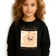 Bluzy dla dziewczynek - Bluza Dziecięca Czarna IT'S OKAY TO CRY Prezent Muzyka KPOP Wz Rozm 116 cm - miniaturka - grafika 1