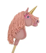 Zabawki i gry sportowe - Hobby Horse Jednorożec na kiju mały brudny róż z różową grzywą i złotym rogiem - miniaturka - grafika 1