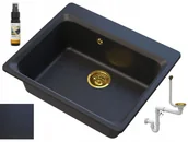 Zlewozmywaki - Granitan ZANTE Czarny Zlewozmywak Granitowy Z Drobinkami Złotego - miniaturka - grafika 1