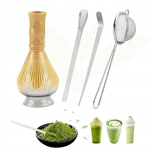 Zestaw do herbaty matcha trzepaczka sitko łyżeczka 5 części