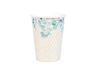 Dekoracje i nakrycia stołu na imprezę - Kubeczki papierowe z listkami eukaliptusa - 270 ml - 10 szt. - miniaturka - grafika 1