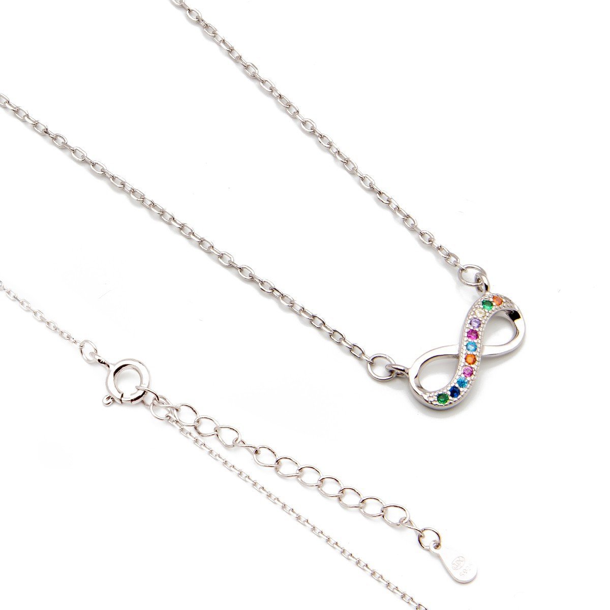 Srebrny naszyjnik nieskończoność z cyrkoniami