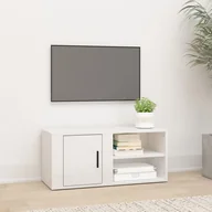 Szafki RTV - Lumarko Szafka pod TV, wysoki połysk, biała, 80x31,5x36 cm - miniaturka - grafika 1