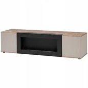 Szafki RTV - Szafka RTV CATALINA z biokominkiem Dąb Viking + Kaszmir RYFLOWANY front 160 - miniaturka - grafika 1