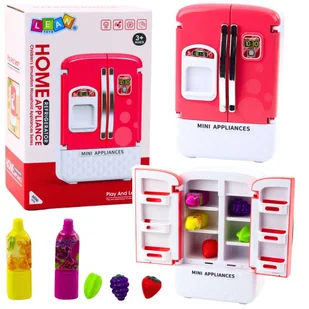 Lodówka Zabawkowa Dla Dzieci Owoce Soki Światła Dźwięki Różowa LEAN Toys - Zabawki AGD - miniaturka - grafika 1