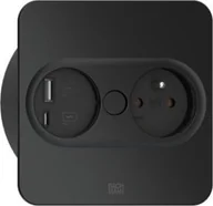 Gniazdka elektryczne - Bachmann BACHMANN TWIST 2 1xUTE 1xUSB A/C 22W 2,0m AEH RAL9005 30GE hoekig - miniaturka - grafika 1