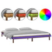 Łóżka - Lumarko Rama łóżka z LED, miodowy brąz, 140x200 cm, lite drewno - miniaturka - grafika 1