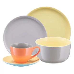 Serwis Obiadowo Kawowy 6 Osób Borneo Yellow-Grey-Orange Villa Italia - Serwisy obiadowe - miniaturka - grafika 1