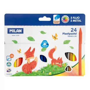Kredki świecowe Pastipastel trójkątne 24 kol MILAN - Przybory szkolne - miniaturka - grafika 1
