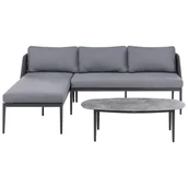 Meble ogrodowe - Narożnik ogrodowy ze stolikiem dla 3 osób LEFFE Prawostronny Szary - miniaturka - grafika 1