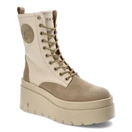 Botki damskie - Beżowe Botki Carinii Modne Obuwie Damskie - miniaturka - grafika 1