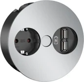 Gniazdka elektryczne - Bachmann BACHMANN TWIST 1x gniazdo z uziemieniem, ładowarka USB, wtyczka GST18, chrom, 0,2 m - miniaturka - grafika 1