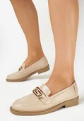 Mokasyny damskie - Beżowe Mokasyny z Klamerką Solomia - miniaturka - grafika 1