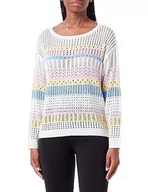 Swetry damskie - usha BLUE LABEL Damski sweter z dzianiny 15426480, biało-różowy żółty, M/L, biały, różowy, żółty, M-L - miniaturka - grafika 1