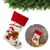 Ozdoby bożonarodzeniowe - Beżowa skarpeta świąteczna, Leniwiec 45cm - miniaturka - grafika 1