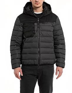 Kurtki męskie - Replay Męska kurtka zimowa z kapturem, czarna (Blackboard 099), XL, Blackboard 099, XL - grafika 1