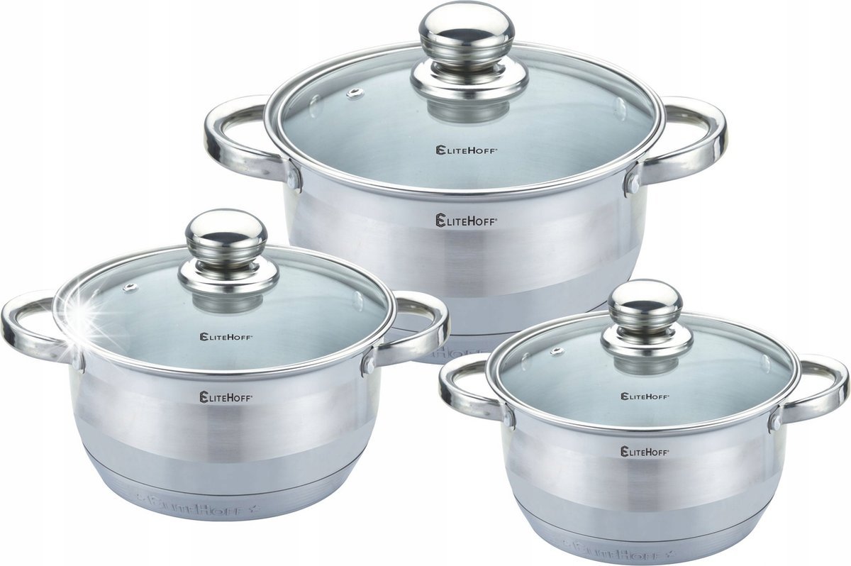 KOMPLET ZESTAW 3 GARNKÓW STALOWYCH 1,8L 2,5L 3,4L STAL NIERDZEWNA GAZ INDUK