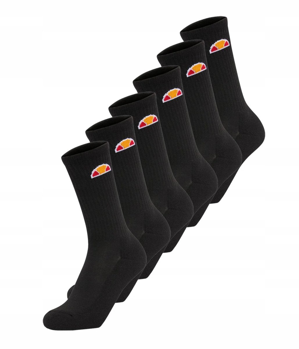 SKARPETKI ELLESSE CZARNE 6 PAR DŁUGIE UNISEX Sport Socks 6-Pack Blk 43-46
