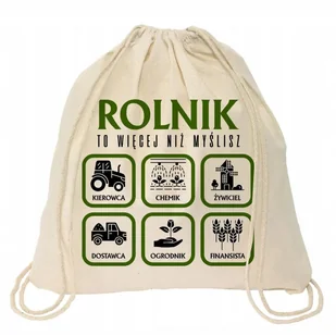 WOREK PLECAK BAWEŁNIANY BEŻOWY PREZENT DLA ROLNIKA ROLNIK TO COŚ WIĘCEJ WZ - Plecaki worki - miniaturka - grafika 1