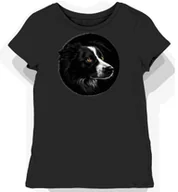 Koszulki i topy damskie - Koszulka damska czarna z motywem spojrzenia Border Collie XL - miniaturka - grafika 1