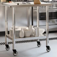 Wózki na żywność - Kuchenny stół roboczy na kółkach 82,5x55x85 cm, stal nierdzewna Lumarko! - miniaturka - grafika 1