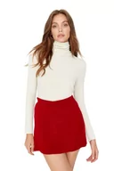 Spódnice - Trendyol Damska spódnica z dzianiny mini bodycon, bodycon, bodycon, Czerwony, M - miniaturka - grafika 1
