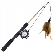 Zabawki dla kotów - ZABAWKA DLA KOTA WĘDKA Z KOŁOWROTKIEM MYSZKA 75cm - miniaturka - grafika 1