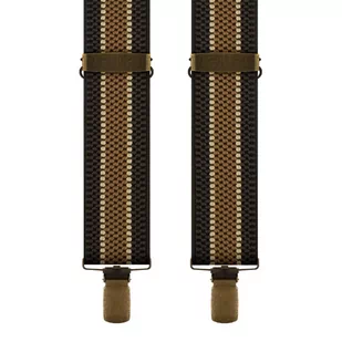 Szelki do spodni w kolorze beżowo-zielonym w paski EM 11 - EM Men's Accessories - Dodatki do ubrań - miniaturka - grafika 1