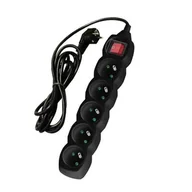 Przedłużacze i rozgałęźniki - Przedłużacz 5-gniazd z uziemieniem i wyłącznikiem PP55 1,5 m czarny DPM - miniaturka - grafika 1