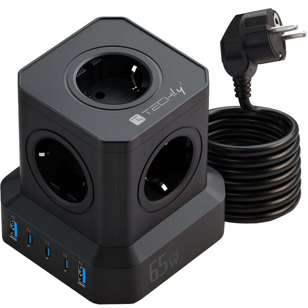 Ładowarka Techly Kostka zasilajaca GaN Power Cube 230V 65W 3x USB-C 2x USB-A TLY_622946