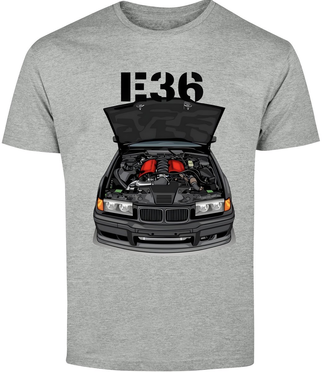 T-Shirt Męski Bmw E36 M3 Motoryzacyjna Prezent Koszulka Szara R-3Xl A78