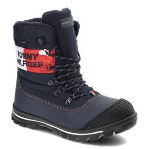 Granatowe Śniegowce Tommy Hilfiger Ocieplane Buty Damskie - Śniegowce damskie - miniaturka - grafika 1