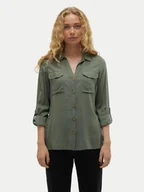 Koszule damskie - Vero Moda Koszula Bumpy 10275283 Zielony Regular Fit - miniaturka - grafika 1