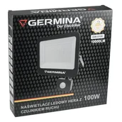 Oświetlenie warsztatowe - Naświetlacz LED z czujnikiem ruchu 100 W 10000 lm 6400 K IP65 hera germina - miniaturka - grafika 1