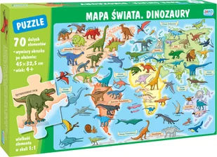 Puzzle Mapa świata Dinozaury 70 elementów - Puzzle - miniaturka - grafika 1