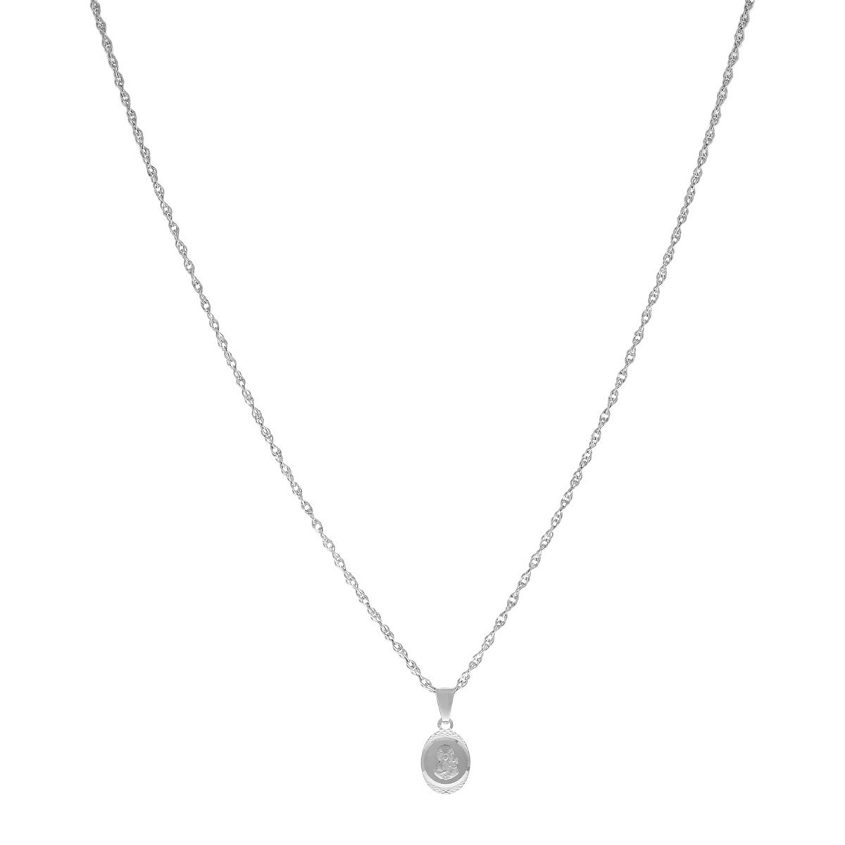 Srebrny Komplet łańcuszek singapur + medalik pr. 925