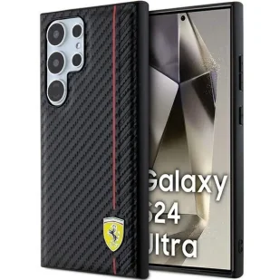 Etui Ferrari Carbon Printed Line na Samsung Galaxy S24 Ultra - czarne - Etui i futerały do telefonów - miniaturka - grafika 1
