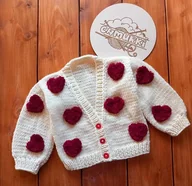 Swetry dla dziewczynek - Sweterek z serduszkami 3D - miniaturka - grafika 1