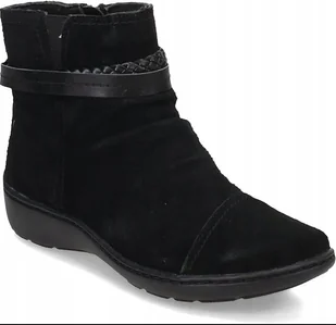 CLARKS BOTKI DAMSKIE CZARNE SKÓRZANE ZAMEK 39 ŻNC - Botki damskie - miniaturka - grafika 1