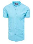 Koszule męskie - Koszula męska z krótkim rękawem błękitna Dstreet KX1000 - miniaturka - grafika 1