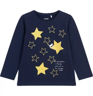 Bluzki dla dziewczynek - T-shirt z długim rękawem dla dziewczynki, z gwiazdami, granatowy 9-13 lat - grafika 1
