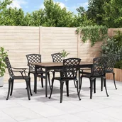 Fotele i krzesła ogrodowe - Krzesła ogrodowe, 6 szt., odlewane aluminium, czarne - miniaturka - grafika 1