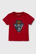 Koszulki dla chłopców - Guess t-shirt bawełniany dziecięcy kolor czerwony z nadrukiem - miniaturka - grafika 1