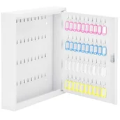 Zawieszki - Skrzynka na klucze z 80 zawieszkami, metalowy sejf, kasetka biała - miniaturka - grafika 1