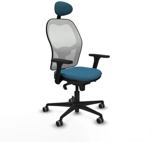 Fotel biurowy, krzesło biurowe Krzesło Biurowe z Zagłówkiem Piqueras y Crespo 3D036G1 Biały Zieleń naftowa - Fotele i krzesła biurowe - miniaturka - grafika 1