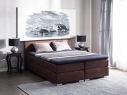 Łóżka - Beliani Łóżko kontynentalne skóra ekologiczna brązowe 180 x 200 cm PRESIDENT brązowy - miniaturka - grafika 1